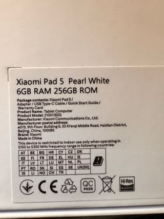 Xiaomi Pad 5 6GB/256GB Negro/Gris