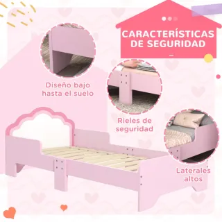 Cama infantil rosa con diseño de nube