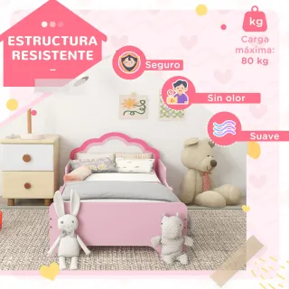 Cama infantil rosa con diseño de nube