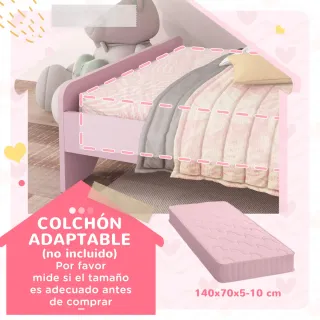 Cama infantil rosa con diseño de nube
