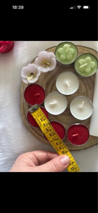 Lotto dí candele e porta candela in legno