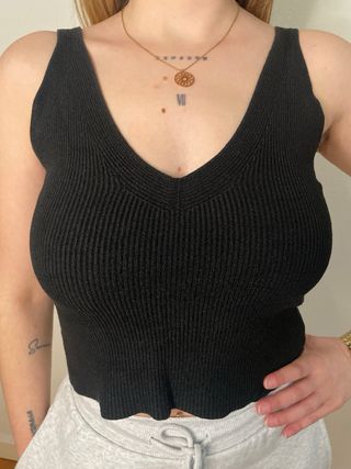 Top canalé Vintage Negro