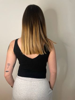 Top canalé Vintage Negro
