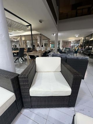 Conjunto Exterior Ratán Beige y Marrón