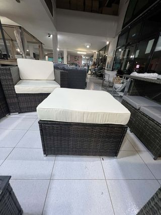 Conjunto Exterior Ratán Beige y Marrón