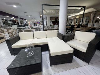 Conjunto Exterior Ratán Beige y Marrón