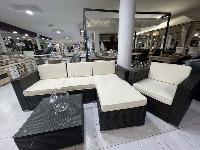 Conjunto Exterior Ratán Beige y Marrón
