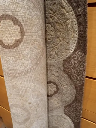 Alfombra de salón beige y marrón