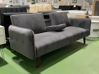 DESCUENTO!! Sofá Cama Click Clack Gris Terciopelo