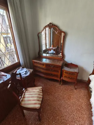 2 Mesita de noche antigua madera y cristal