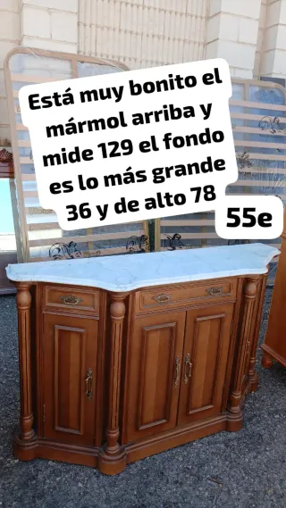 Recibidor Mármol y Madera 129x36x78cm