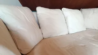 Sofá 3 plazas beige tela