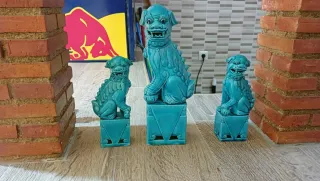 Set 3 Leones Chinos Turquesa