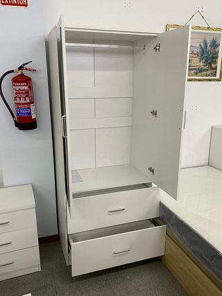Nuevo armario blanco con 2 puertas y 2 cajones
