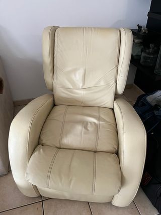 Sofá relax piel beige