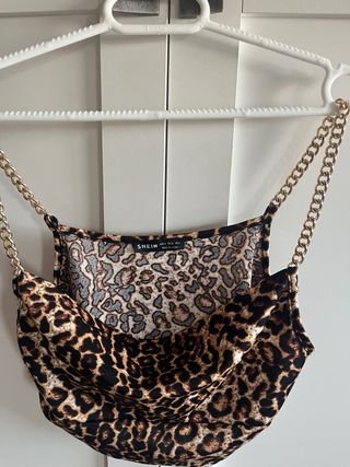 Top SHEIN leopardo con cadenas doradas Talla S