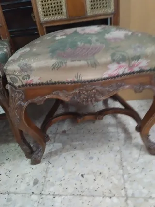 Pareja Sillas Antiguas Madera y Rattan