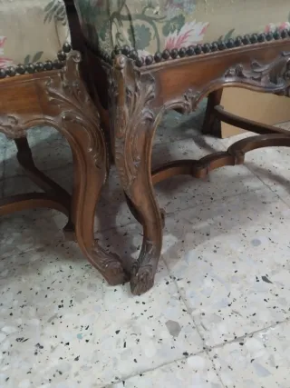 Pareja Sillas Antiguas Madera y Rattan