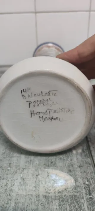 Jarrón vintage pintado a mano