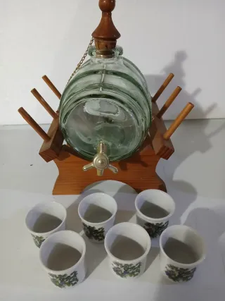 Botticella con 6 bicchierini decorati