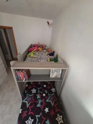 Cama tren litera con estantería y armario