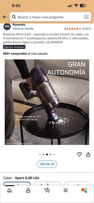 Rowenta Xpert 6.60 Aspiradora Escoba Lila