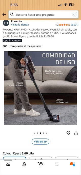 Rowenta Xpert 6.60 Aspiradora Escoba Lila