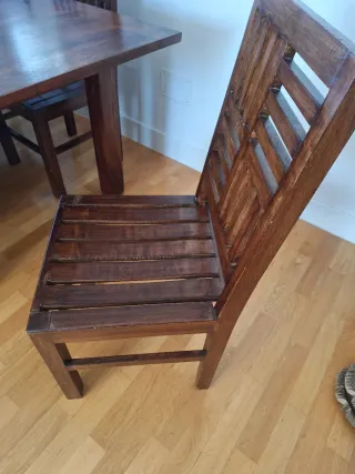 Conjunto Comedor Rústico: Mesa + 6 Sillas Madera