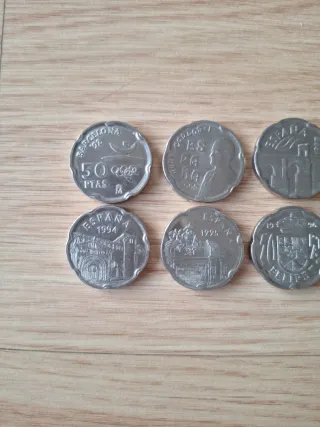 Lote 6 monedas 50 pesetas España varios años