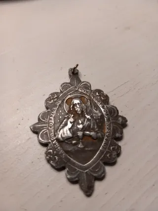 Medalla Sagrado Corazón de Jesús Plata Antigua