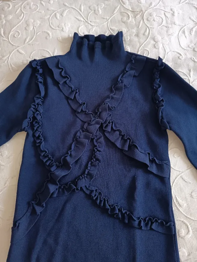 Jersey azul marino con volantes Talla S