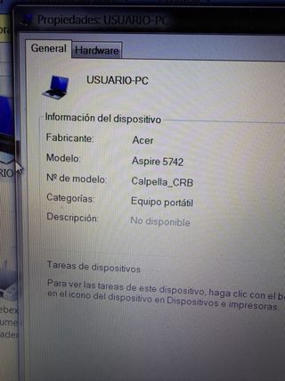 Ordenador Portátil Acer Negro Mod. Aspire 5742