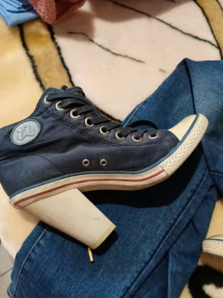 Zapatos Ash Tacón Vaquero Azul Beige