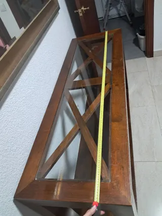 Consola recibidor nogal oscuro y cristal