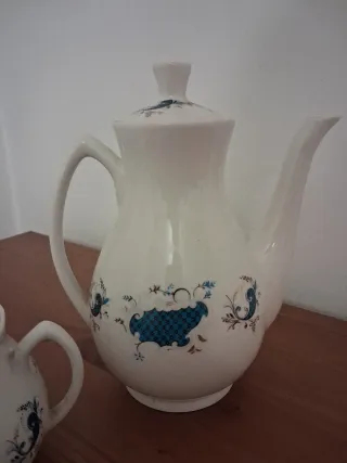 Conjunto Bule e Açucareiro Porcelana Azul