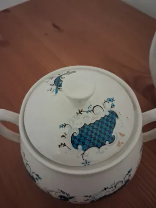 Conjunto Bule e Açucareiro Porcelana Azul