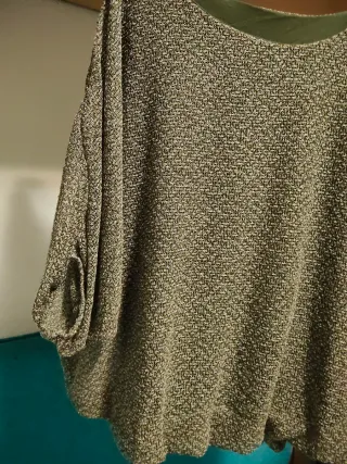 Jersey mujer verde y plateado talla única