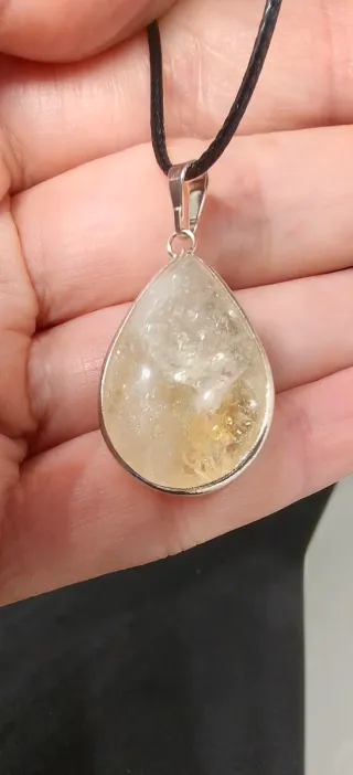 Colgante Cuarzo Citrino Baño Plata. Nuevo.