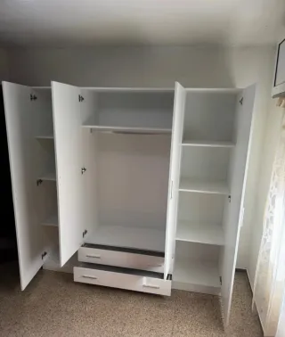 Armario Blanco 3 Puertas con Cajones