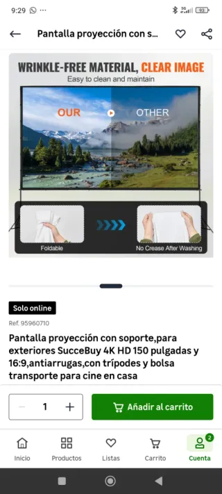 Pantalla Proyector 150 16:9 Soporte y Bolsa