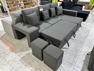 ¡CHOLLO MURCIA! Sofá Cama Arcón y Puffs Nuevos