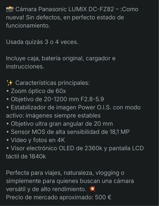 Panasonic Lumix FZ82 Cámara Digital