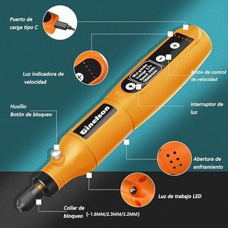 Mini amoladora inalámbrica, 70 accesorios, luz led