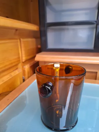 Cubiteras y vasos ámbar años 60