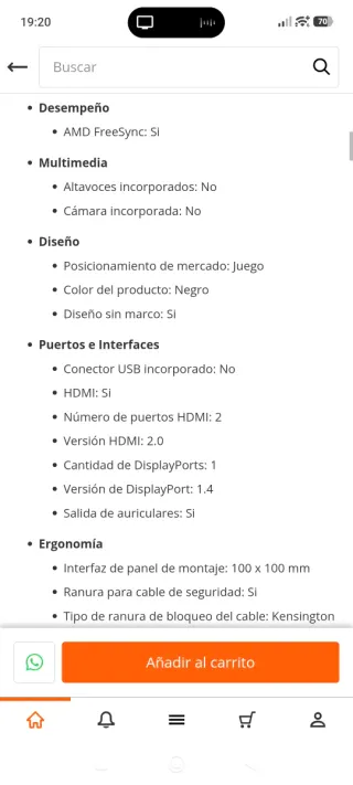 Monitor gaming MSI 27" LED FullHD 165Hz curvo