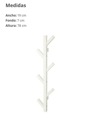 IKEA TJUSIG, 2 x Perchero de pared blanco