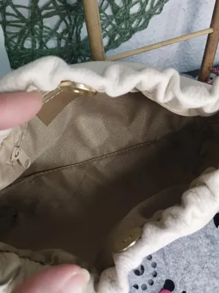 Bolso 100% Piel Fruncido color  Beige