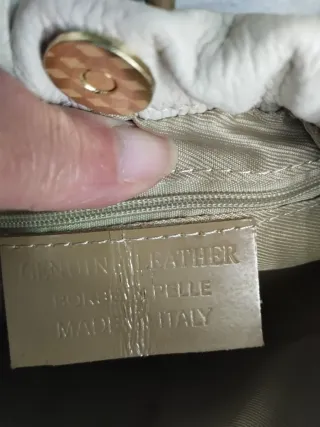 Bolso 100% Piel Fruncido color  Beige