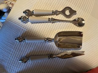 Set Vajilla Elegante Vintage Blanco y Plata