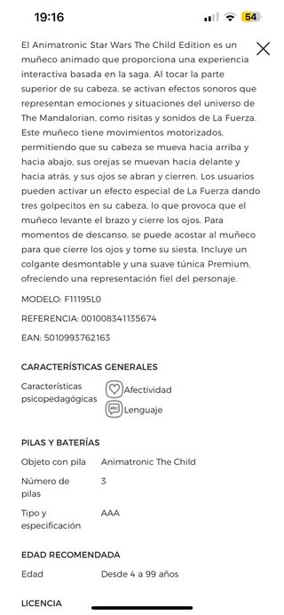 Muñeco Baby Yoda Electrónico